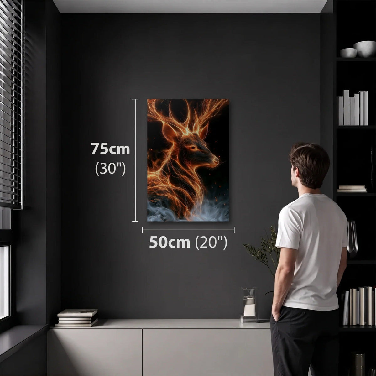 Wild Art 50x75 cm acrylic wall art in a dark modern room