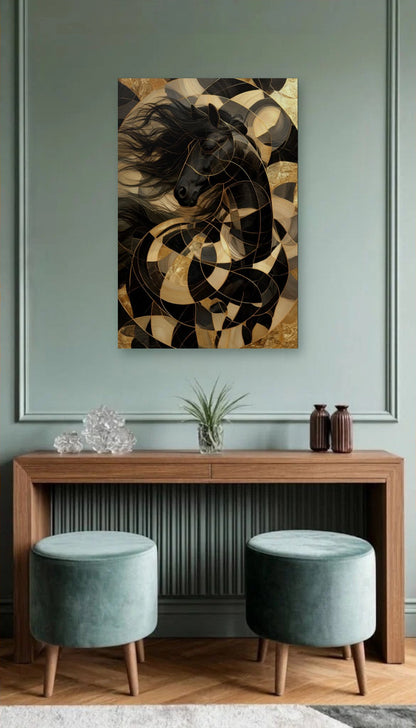 Wild Art acrylic wall art above a wooden console