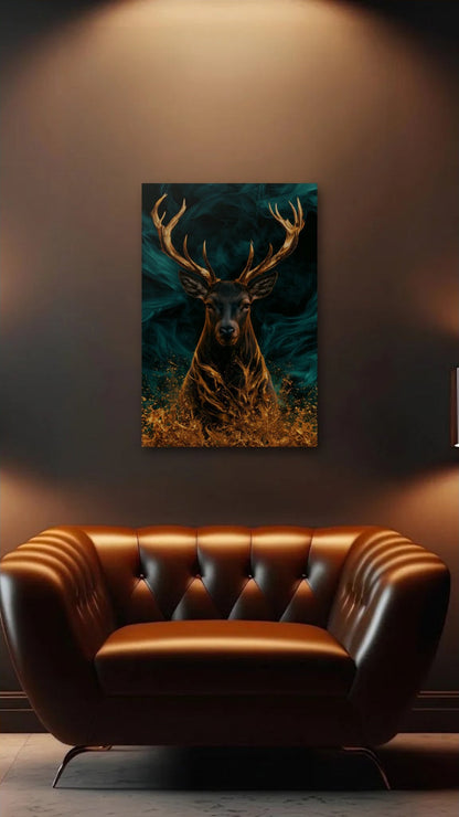 Wild Art acrylic wall art above a leather armchair