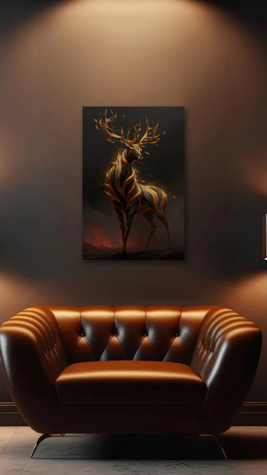 Wild Art acrylic wall art above a leather armchair