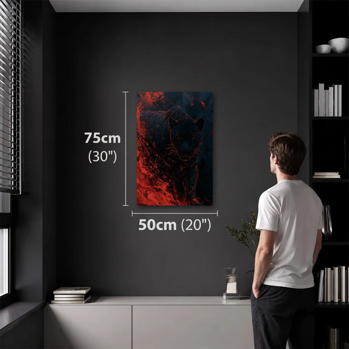 Wild Art 50x75 cm acrylic wall art in a dark modern room