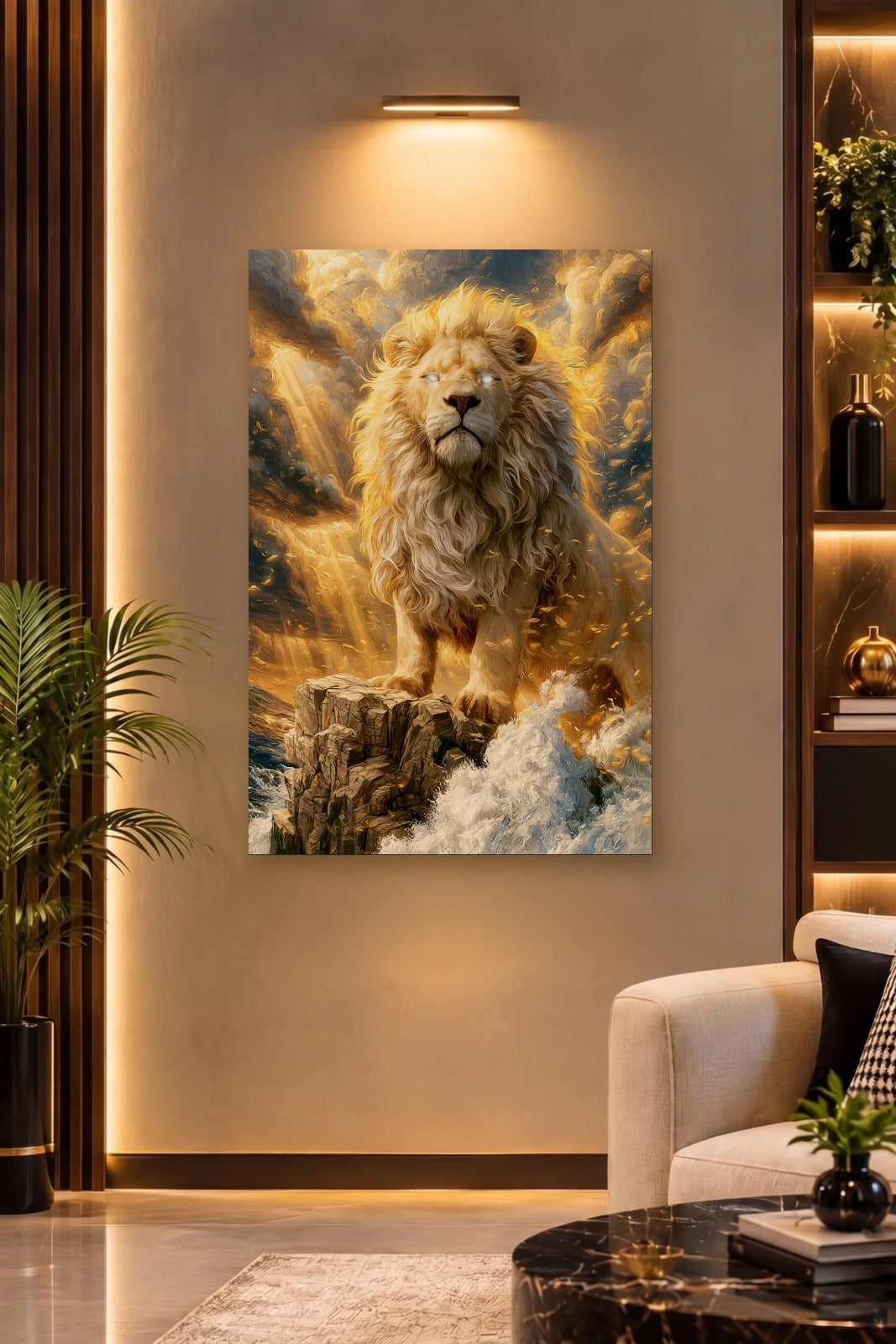 Wild Art acrylic wall art on a warm-lit luxury wall