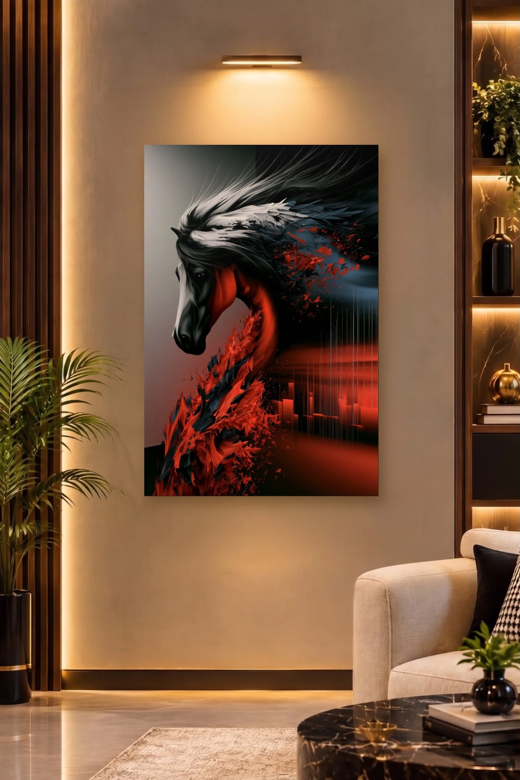Wild Art acrylic wall art on a warm-lit luxury wall