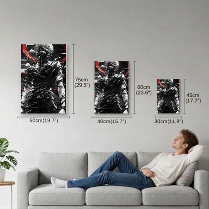 Anime Art size guide 30x45, 40x60, 50x75 cm