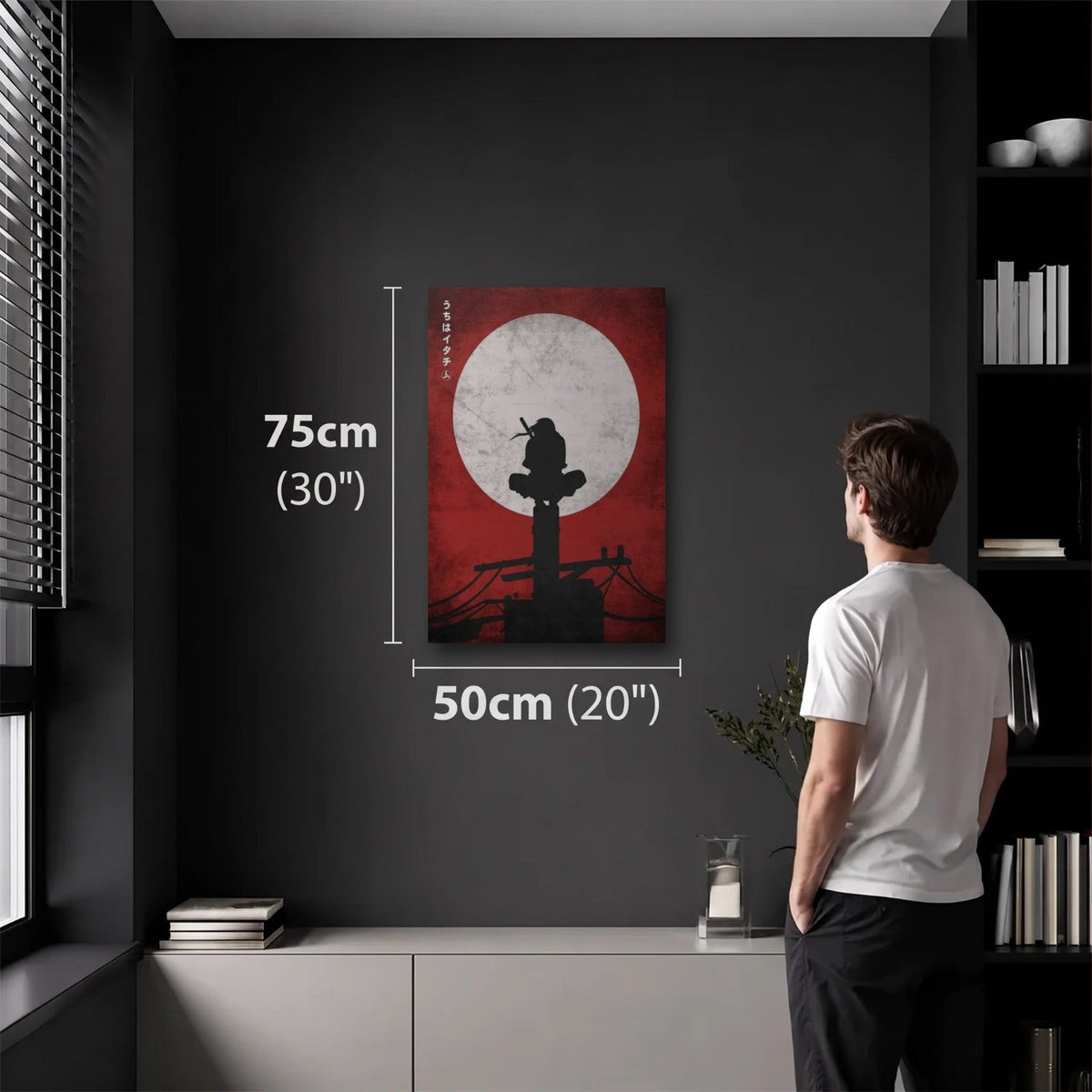 Anime Art 50x75 cm acrylic wall art in a dark modern room