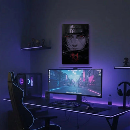Anime Art acrylic wall art in a purple gaming setup
