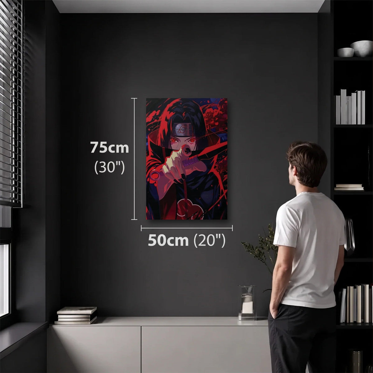 Anime Art 50x75 cm acrylic wall art in a dark modern room