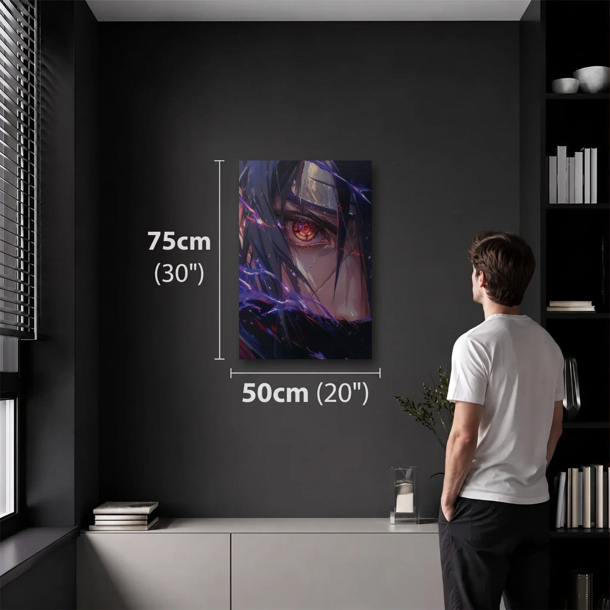 Anime Art 50x75 cm acrylic wall art in a dark modern room