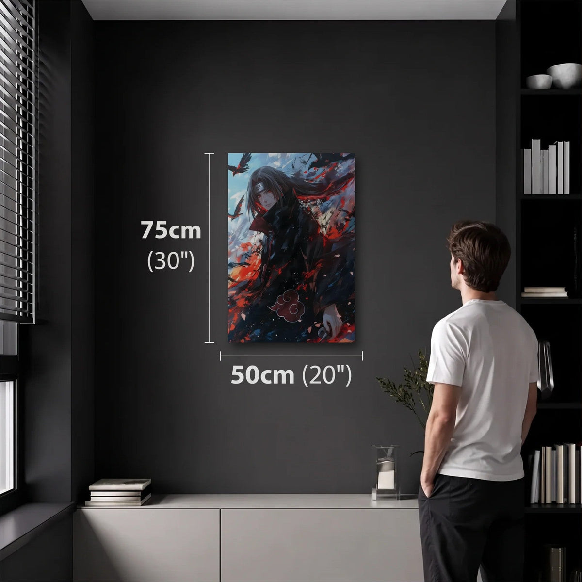 Anime Art 50x75 cm acrylic wall art in a dark modern room