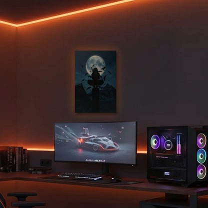 Anime Art acrylic wall art in an orange LED gaming room