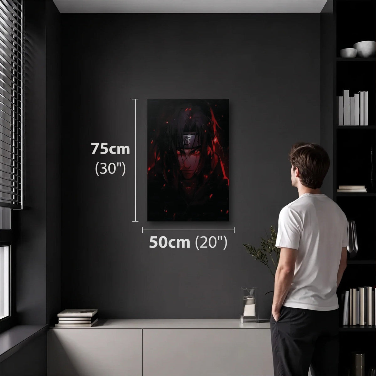 Anime Art 50x75 cm acrylic wall art in a dark modern room