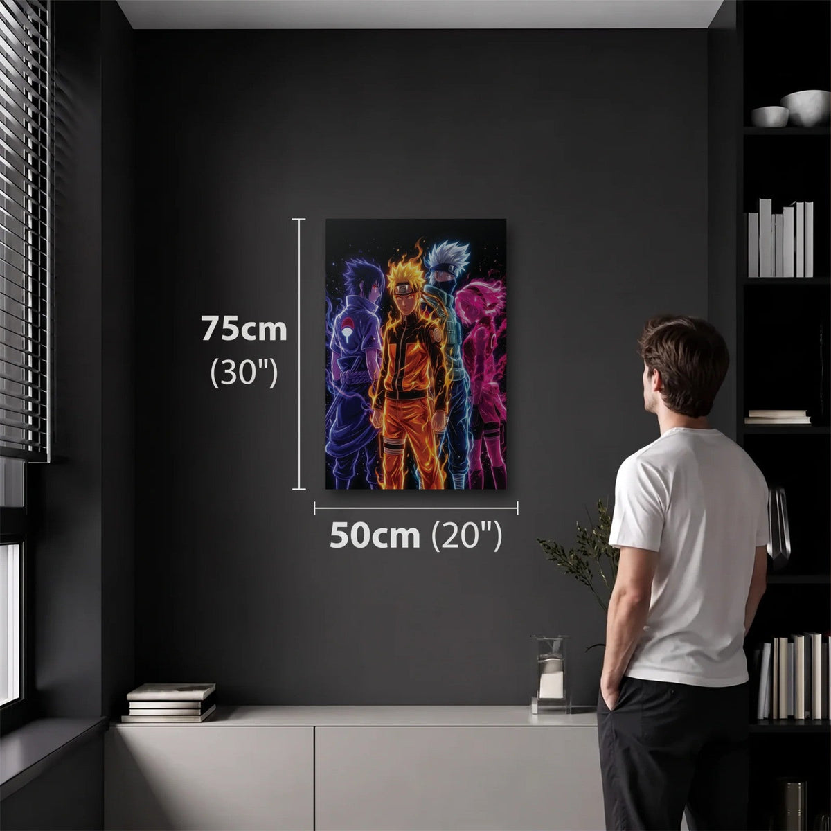 Anime Art 50x75 cm acrylic wall art in a dark modern room