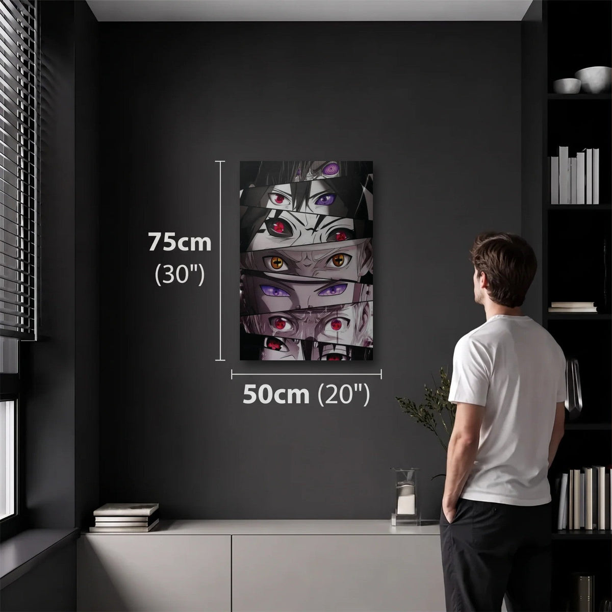 Anime Art 50x75 cm acrylic wall art in a dark modern room