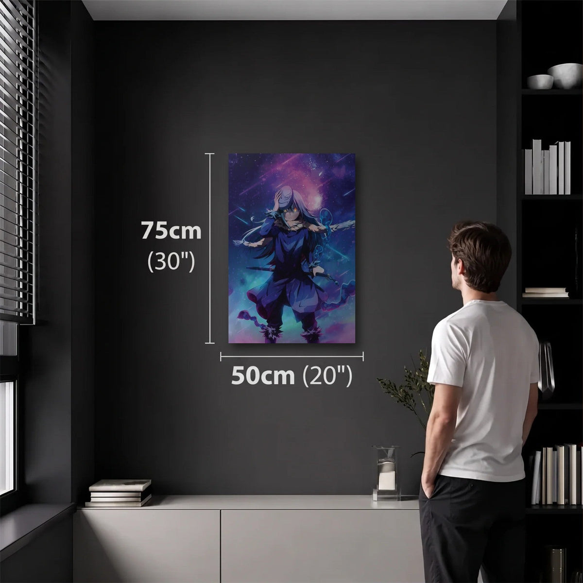 Anime Art 50x75 cm acrylic wall art in a dark modern room