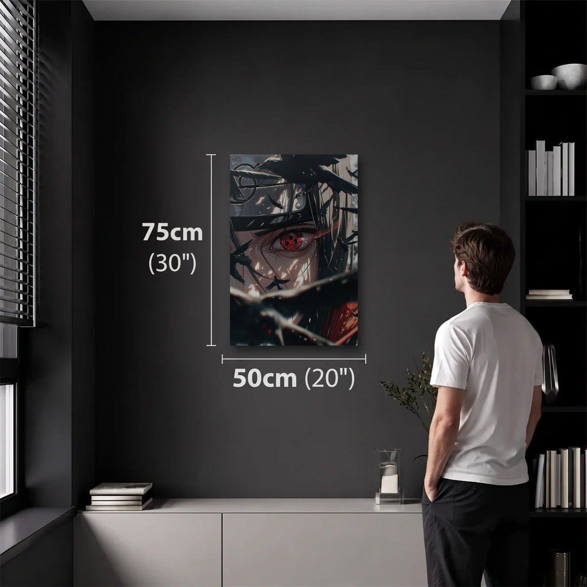 Anime Art 50x75 cm acrylic wall art in a dark modern room