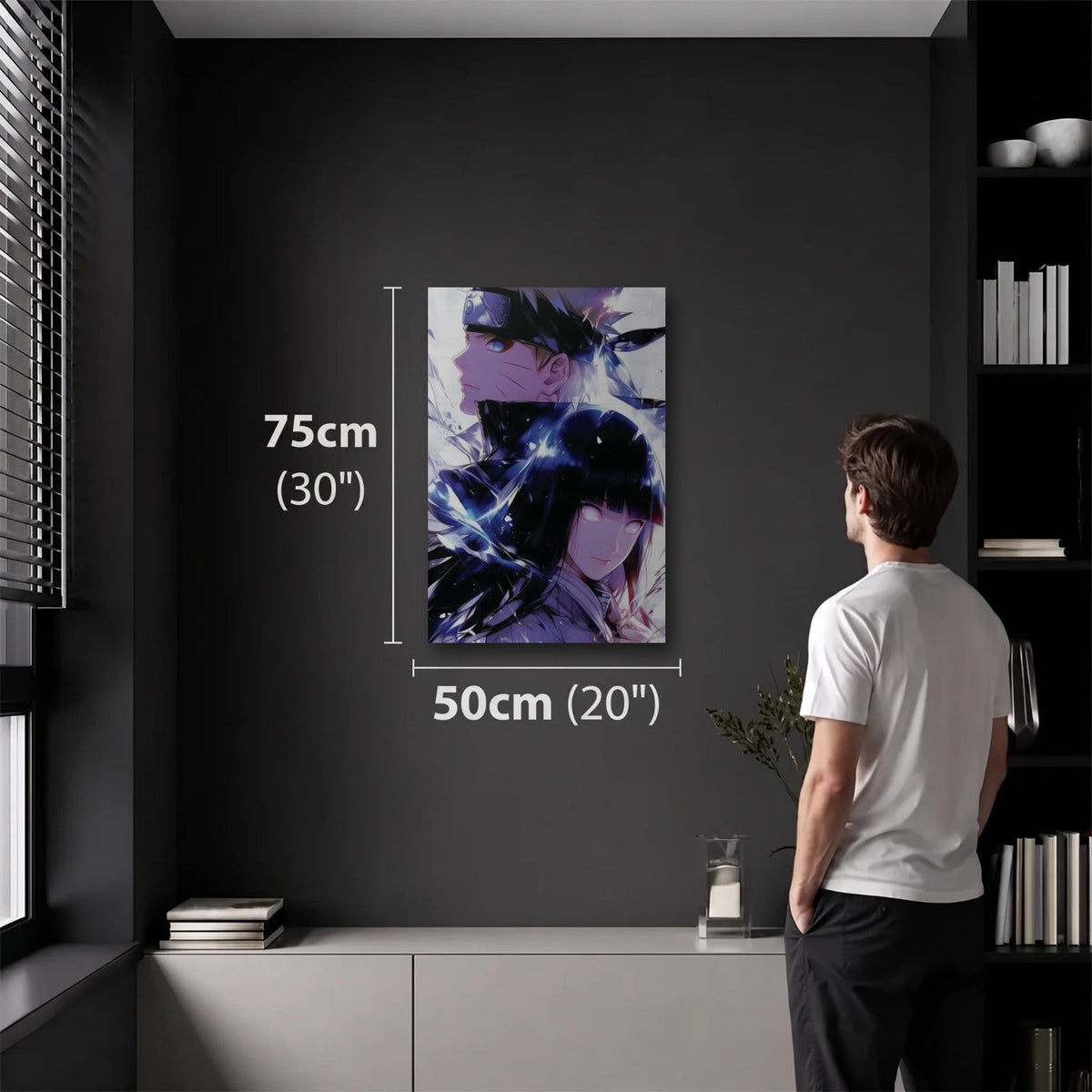 Anime Art 50x75 cm acrylic wall art in a dark modern room