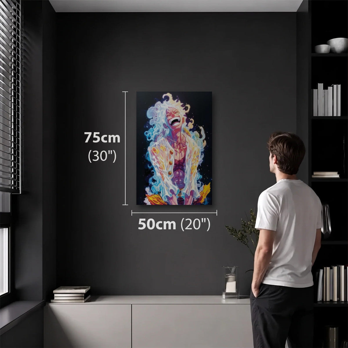 Anime Art 50x75 cm acrylic wall art in a dark modern room