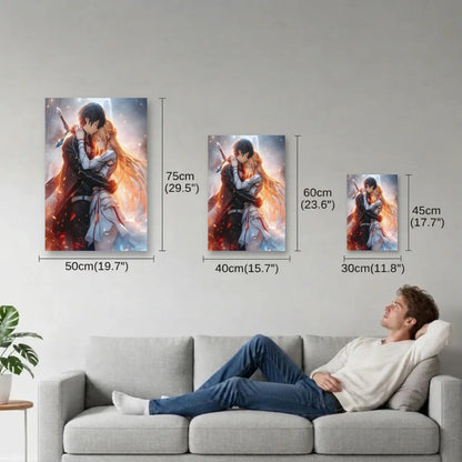 Anime Art size guide 30x45, 40x60, 50x75 cm