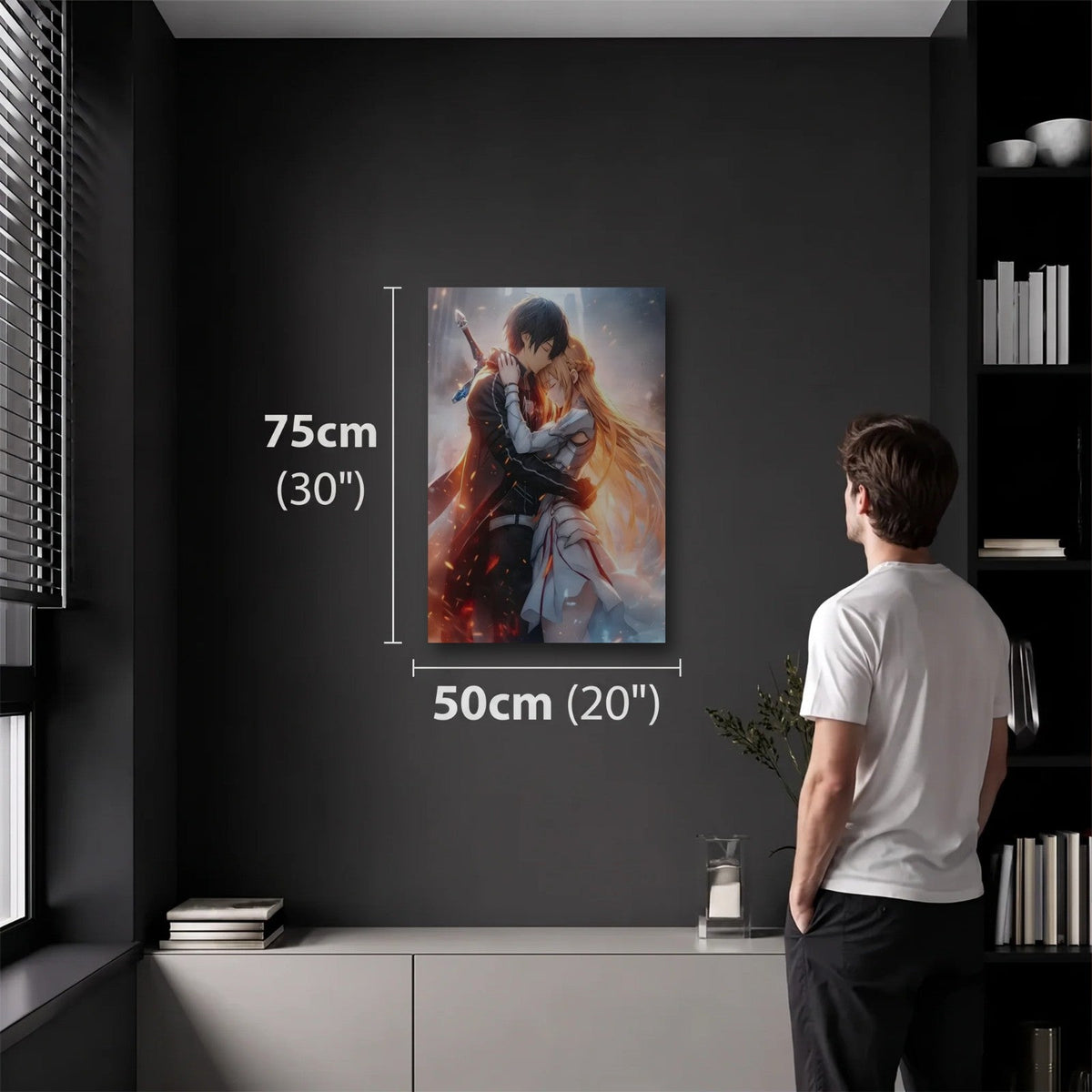 Anime Art 50x75 cm acrylic wall art in a dark modern room