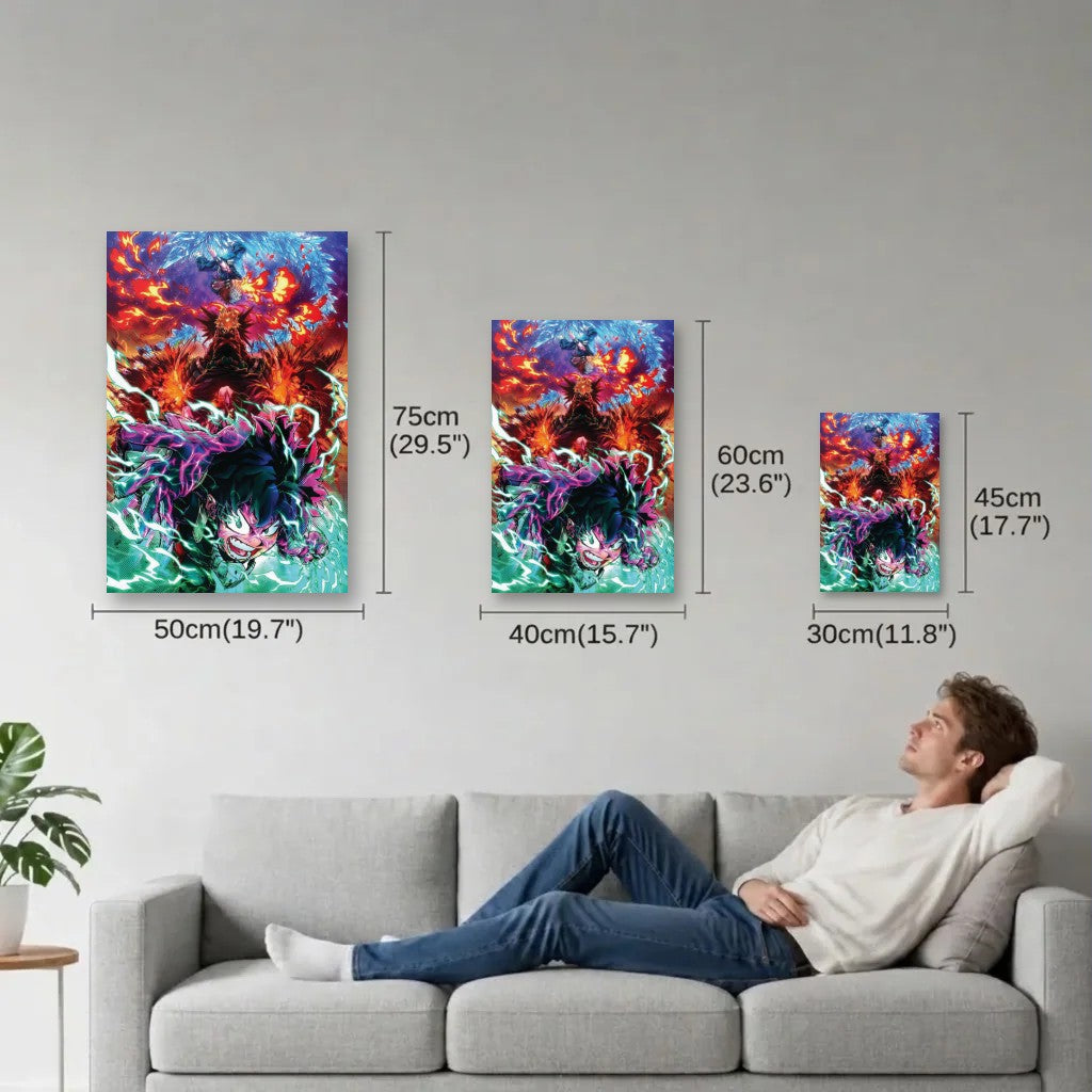 Anime Art size guide 30x45, 40x60, 50x75 cm