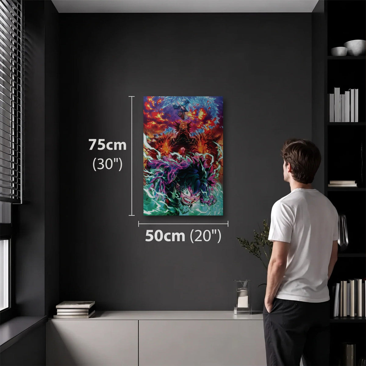 Anime Art 50x75 cm acrylic wall art in a dark modern room