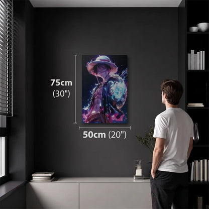 Anime Art 50x75 cm acrylic wall art in a dark modern room