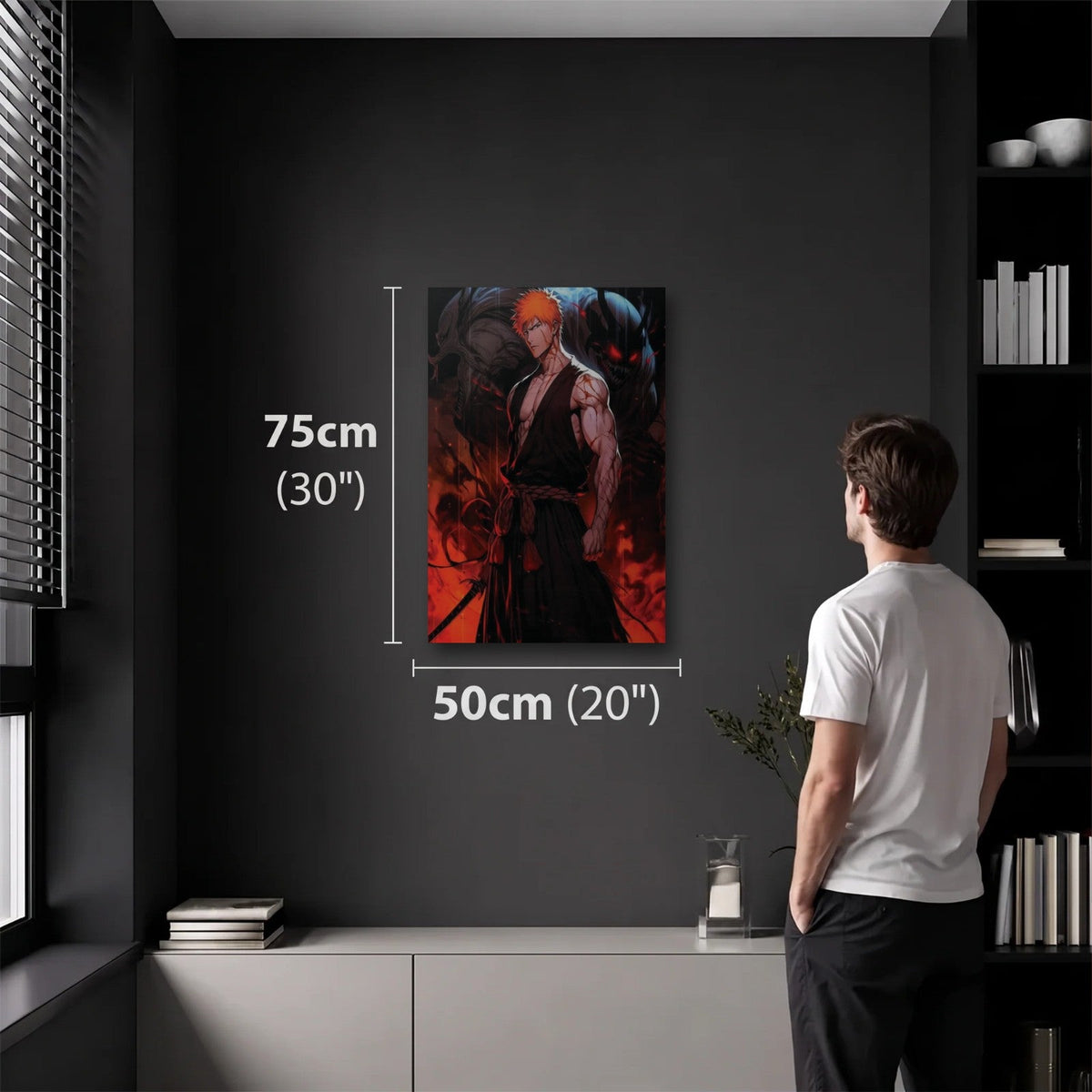 Anime Art 50x75 cm acrylic wall art in a dark modern room
