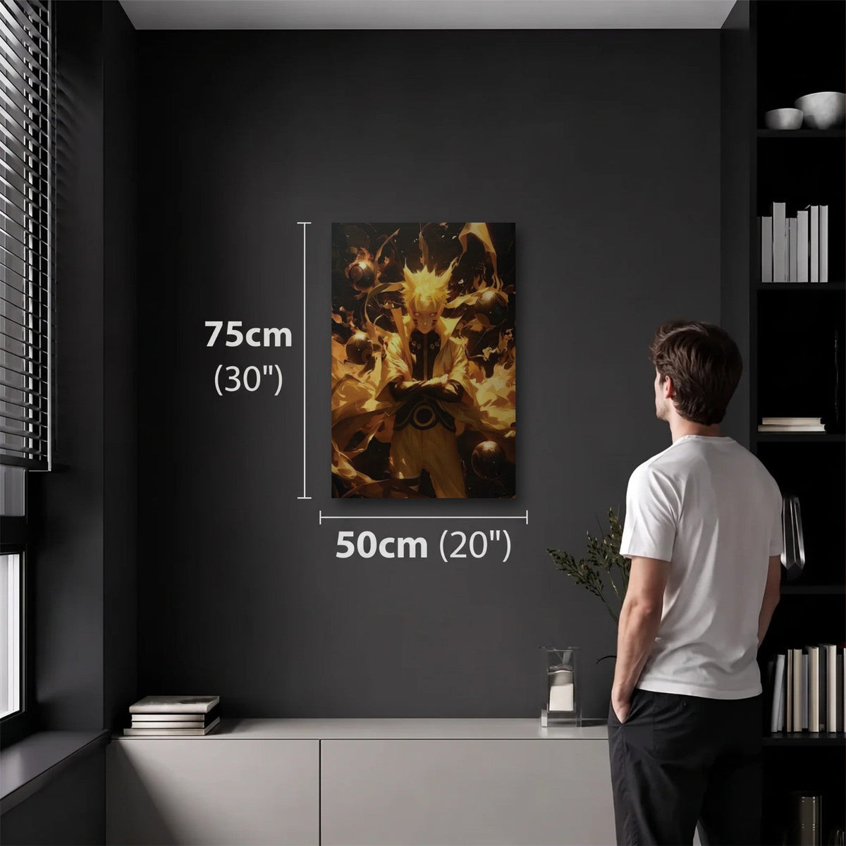 Anime Art 50x75 cm acrylic wall art in a dark modern room
