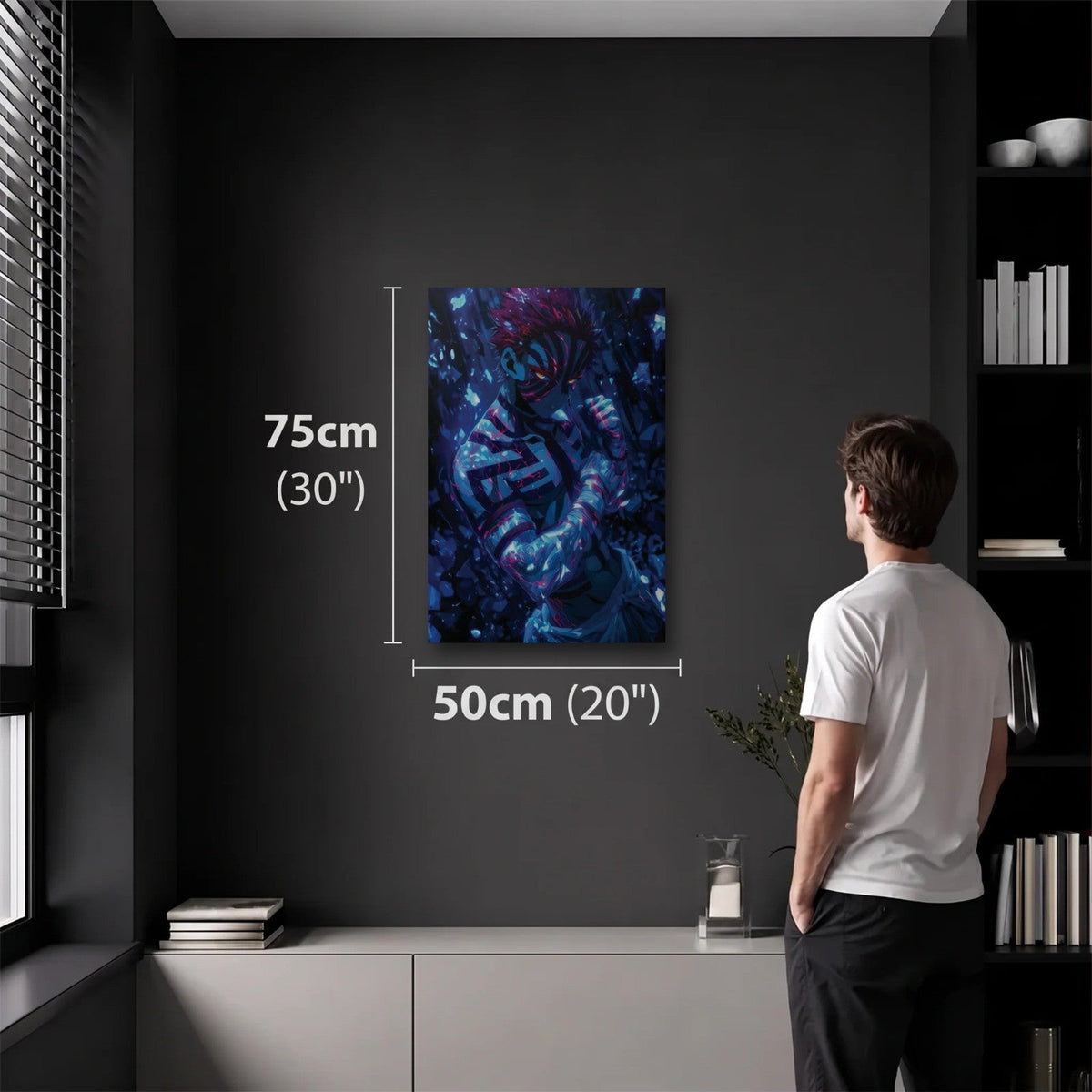 Anime Art 50x75 cm acrylic wall art in a dark modern room