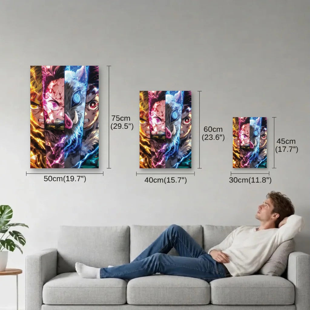 Anime Art size guide 30x45, 40x60, 50x75 cm