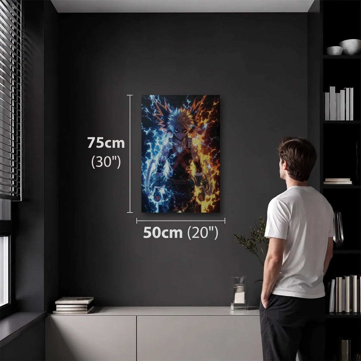 Anime Art 50x75 cm acrylic wall art in a dark modern room