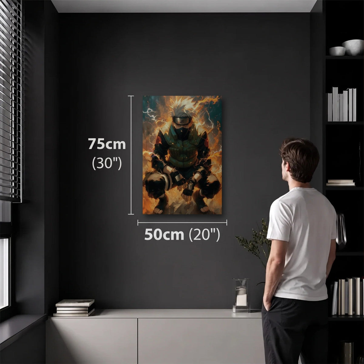 Anime Art 50x75 cm acrylic wall art in a dark modern room