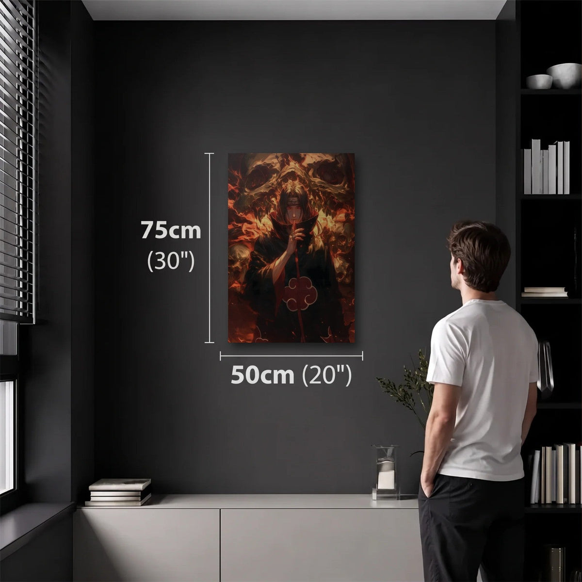 Anime Art 50x75 cm acrylic wall art in a dark modern room