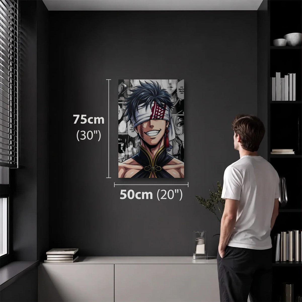 Anime Art 50x75 cm acrylic wall art in a dark modern room