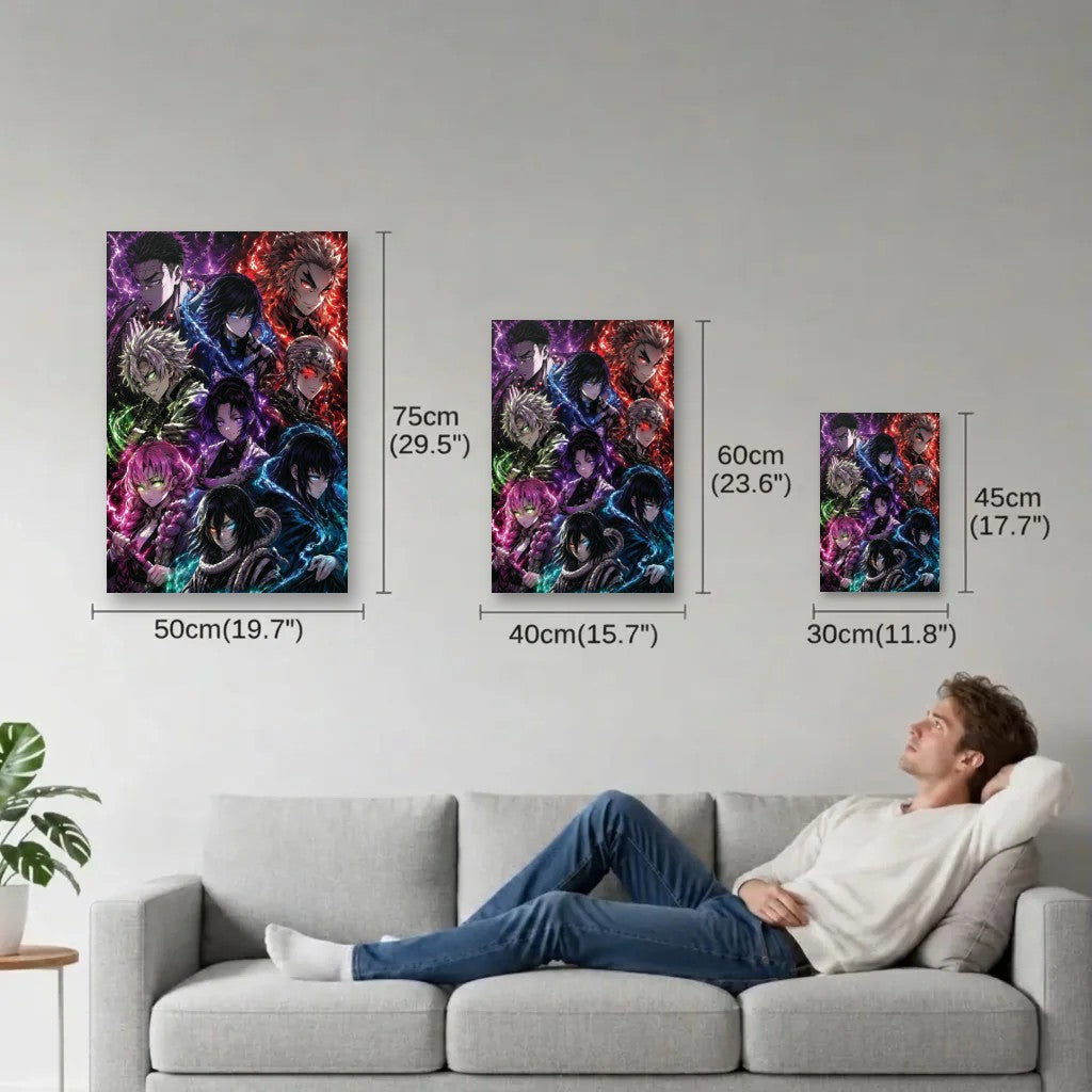 Anime Art size guide 30x45, 40x60, 50x75 cm