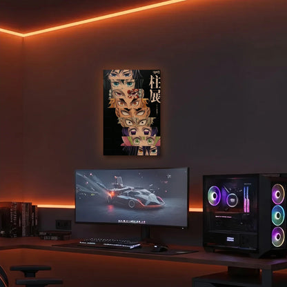 Anime Art acrylic wall art in an orange LED gaming room