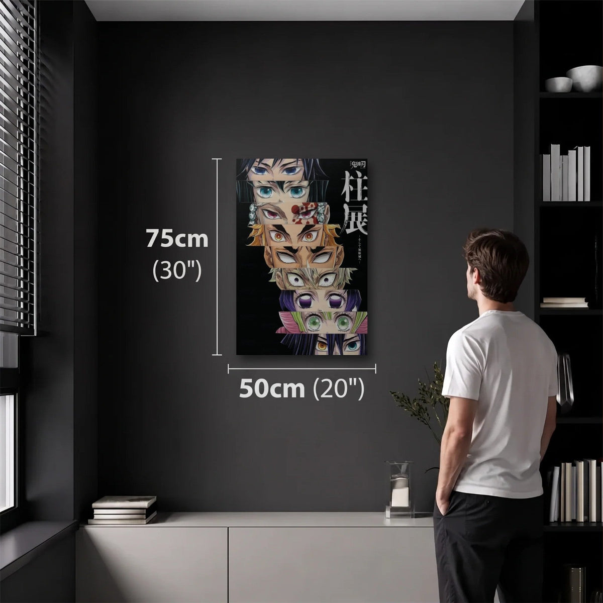Anime Art 50x75 cm acrylic wall art in a dark modern room