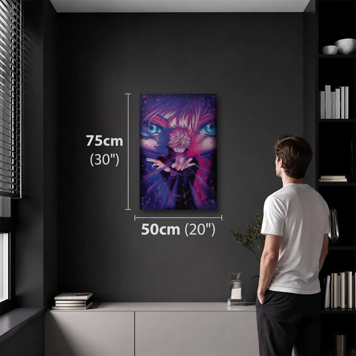 Anime Art 50x75 cm acrylic wall art in a dark modern room