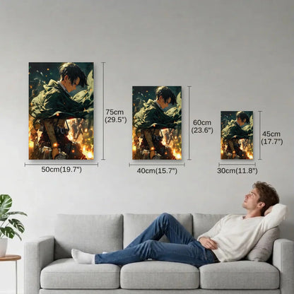 Anime Art size guide 30x45, 40x60, 50x75 cm