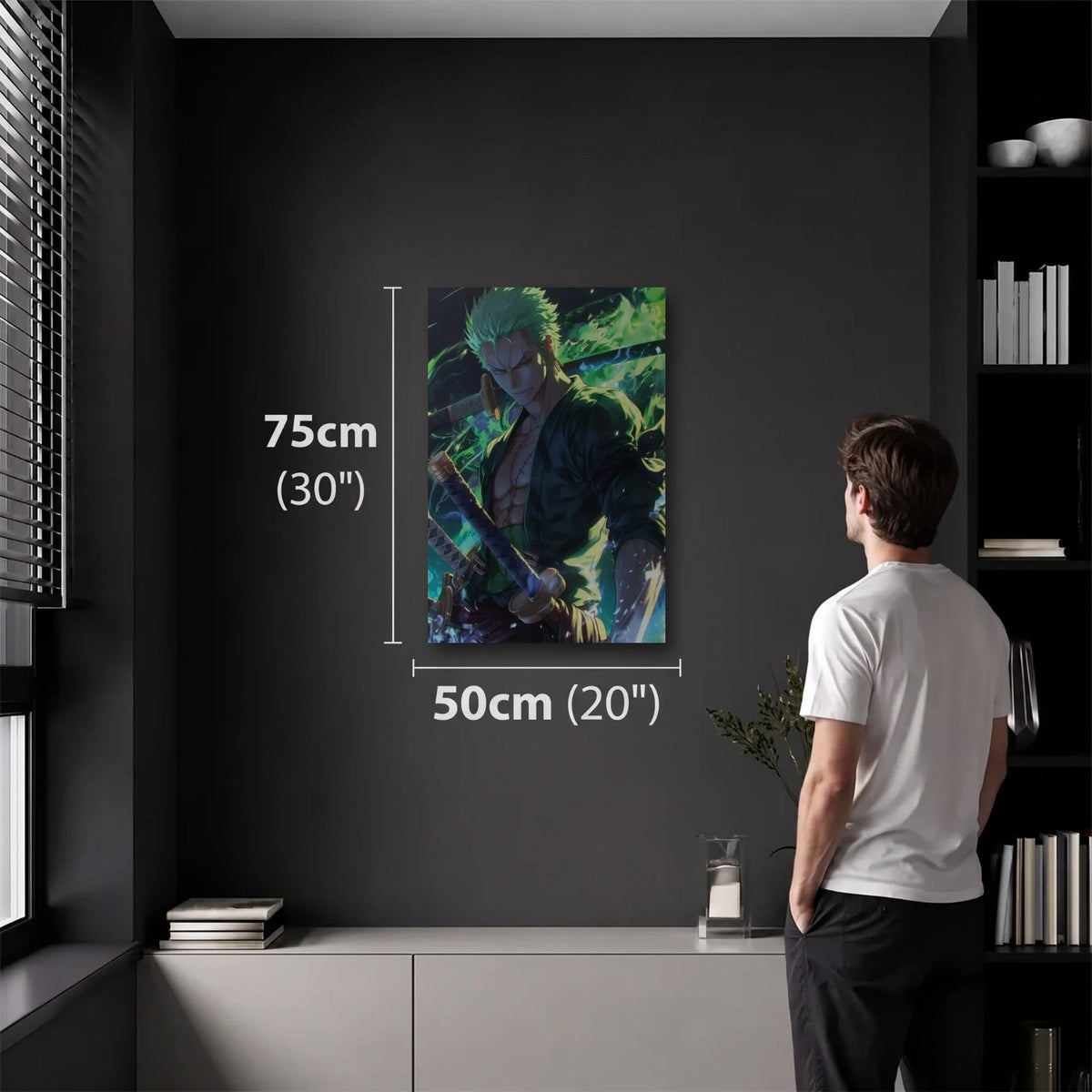 Anime Art 50x75 cm acrylic wall art in a dark modern room