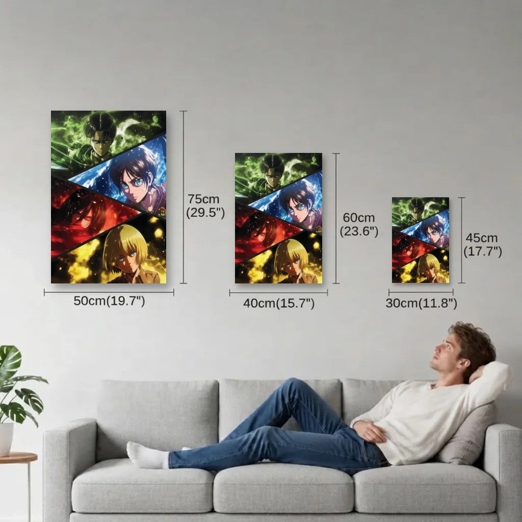 Anime Art size guide 30x45, 40x60, 50x75 cm