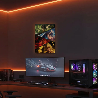 Anime Art acrylic wall art in an orange LED gaming room