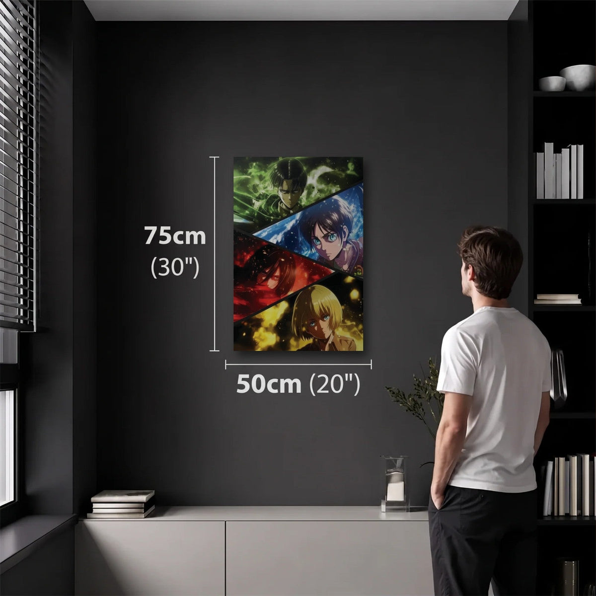 Anime Art 50x75 cm acrylic wall art in a dark modern room