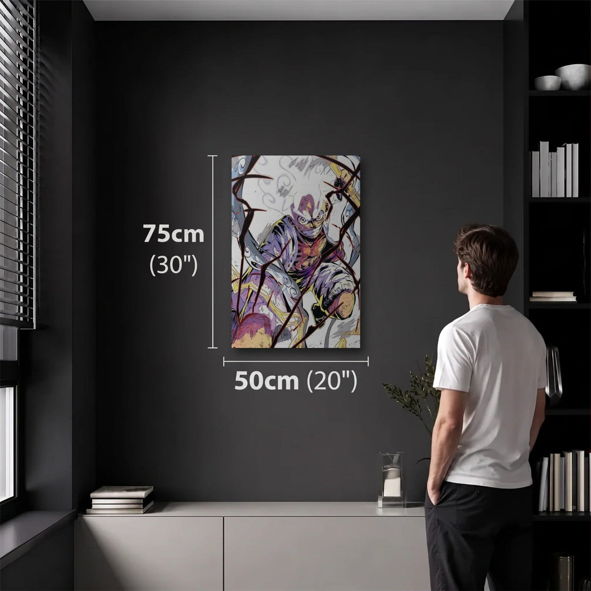 Anime Art 50x75 cm acrylic wall art in a dark modern room