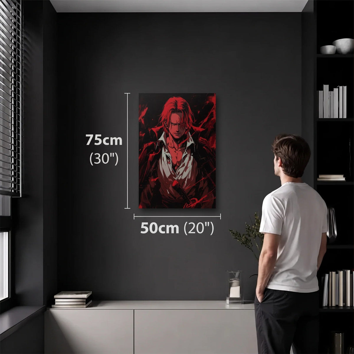 Anime Art 50x75 cm acrylic wall art in a dark modern room