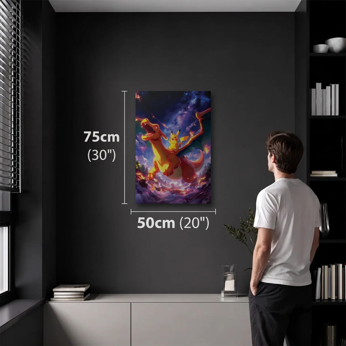 Anime Art 50x75 cm acrylic wall art in a dark modern room