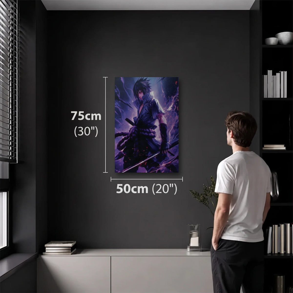 Anime Art 50x75 cm acrylic wall art in a dark modern room