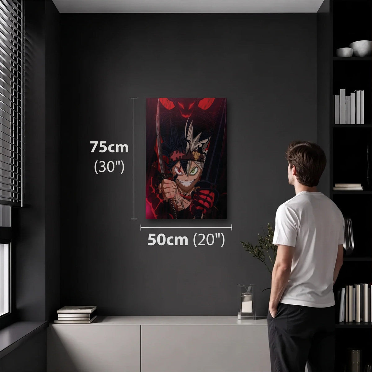 Anime Art 50x75 cm acrylic wall art in a dark modern room