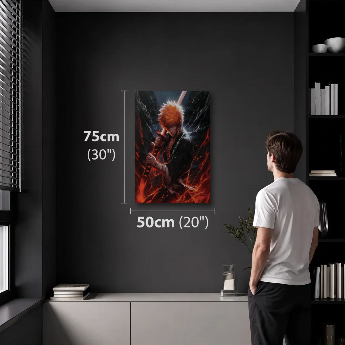 Anime Art 50x75 cm acrylic wall art in a dark modern room