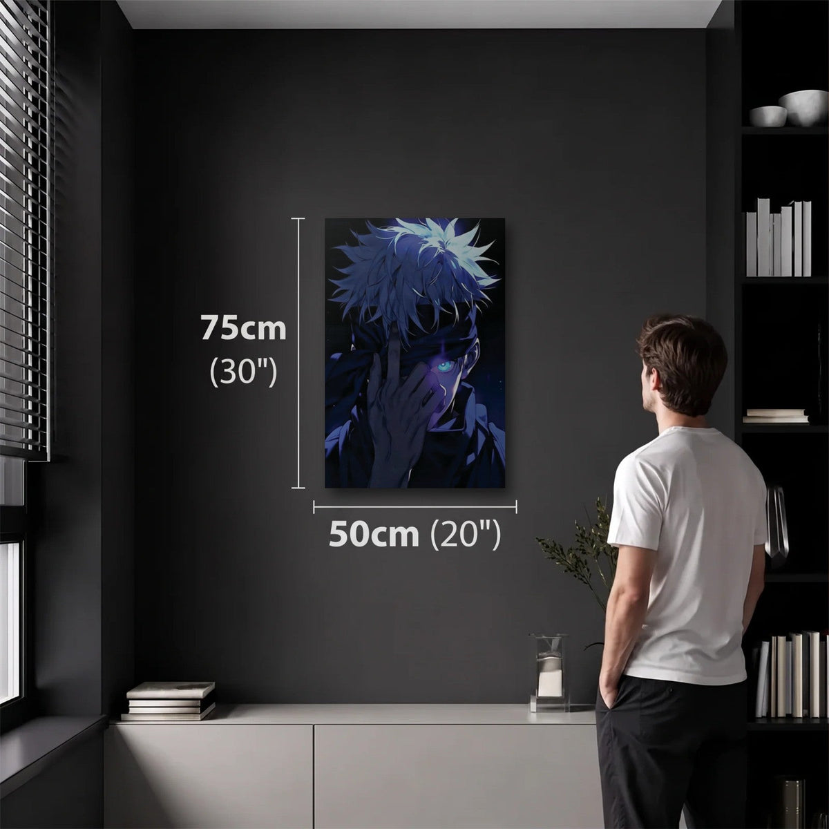 Anime Art 50x75 cm acrylic wall art in a dark modern room